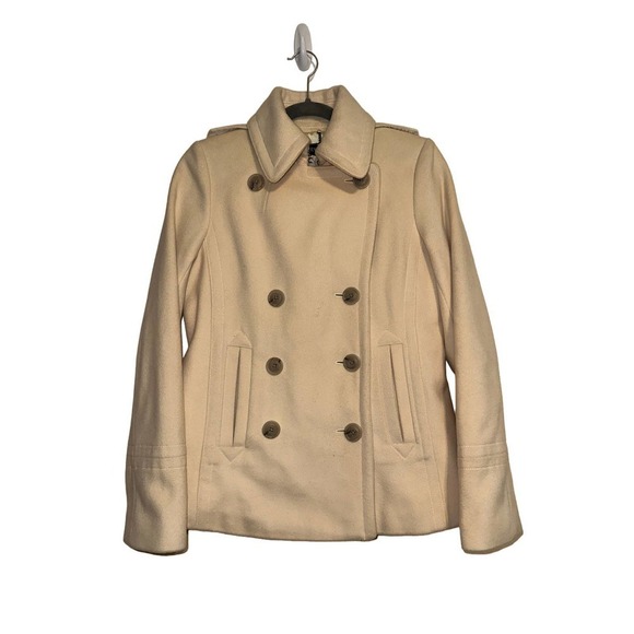 J.Crew Cream Ivory 100% Wool Lined Pea Coat Size Small - Picture 1 of 4